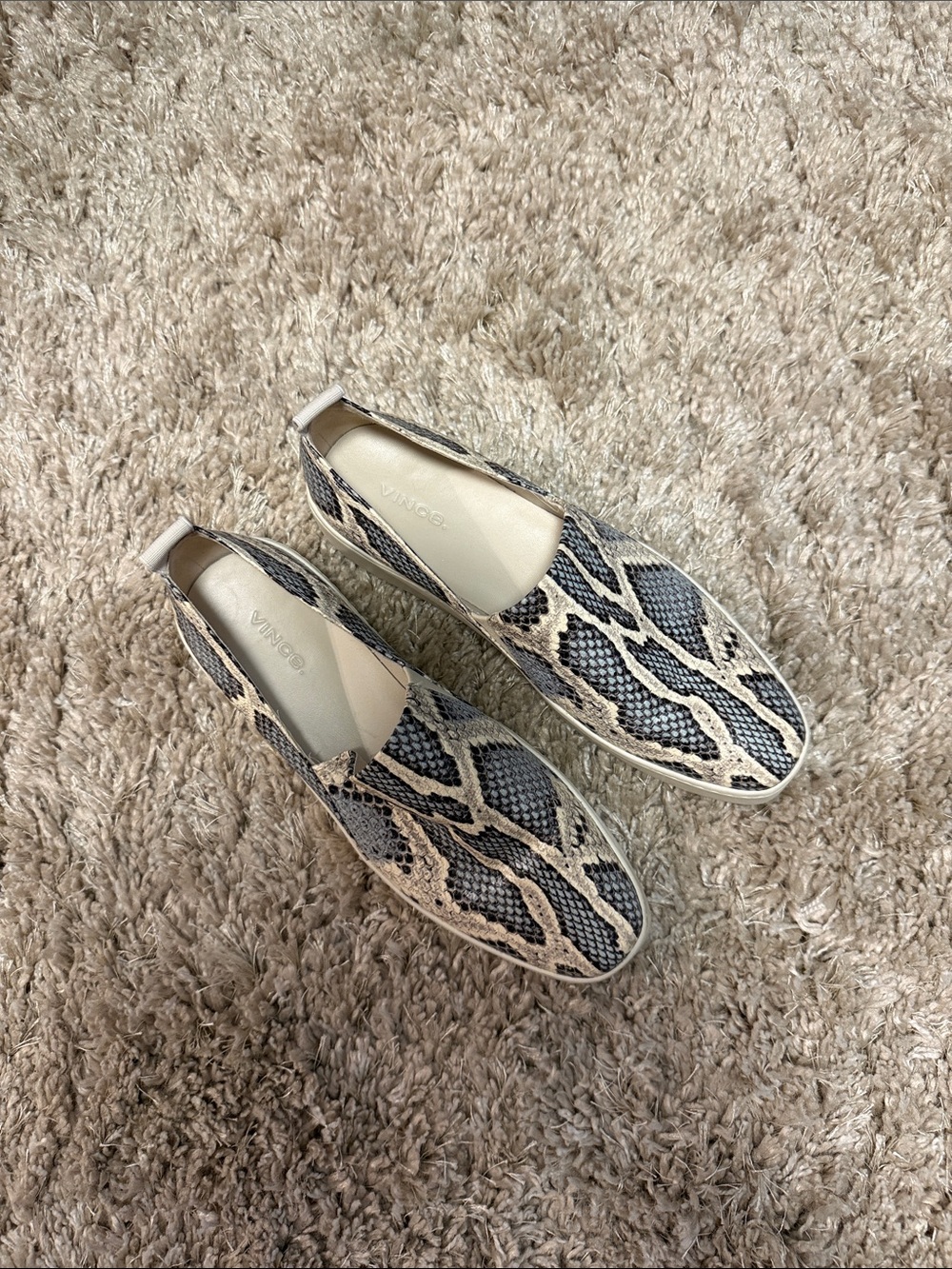 Vince Slip-On Snake-Print Sneakers in Blue, Black, and Cream